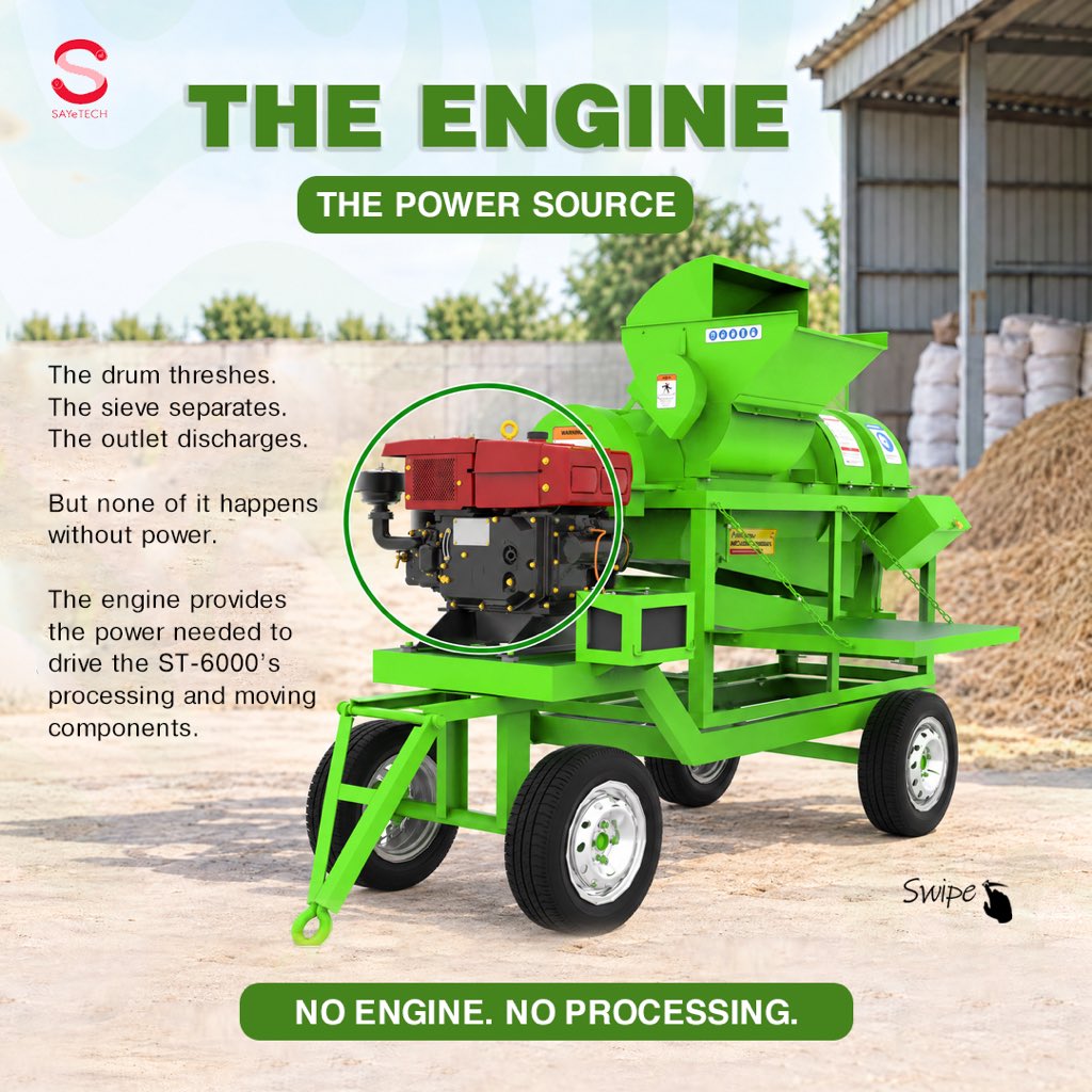 sayetech's tweet photo. Meet The Engine: the heartbeat driving the drum, blower, and processing system non-stop from morning till evening.
#agriculture #engine #thresh https://t.co/Hi0ys9H95r