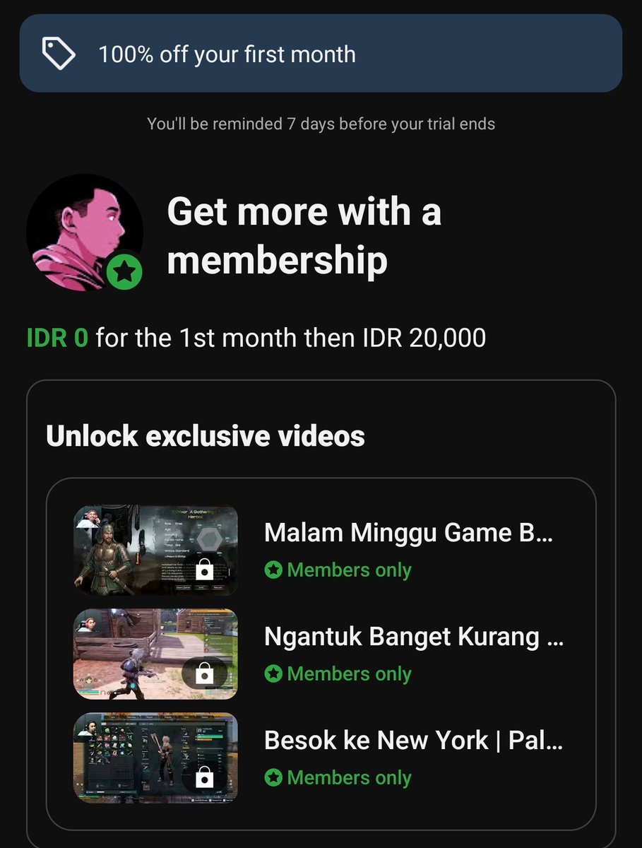 kimmyexp's tweet photo. Promo membership youtuber gratis Rp0 buat sebulan ▶️

Nadia Omara
Raditya Dika
Rjl 5
Deni sumargo
Close the door
Dll bisa cek cek ytber fav 

ke app youtube android > cari channelnya > klik > klik join/gabung > pastiin Rp0 kaya di pict 👇🏻👇🏻

📍Cuma bisa pilih 1x
📍Khusus buat yg blm pernah join membership yt(?)
📍Khusus app youtube android keknya

‼️Abis claim gratisan rp0 nya bisa langsung di cancel membershipnya biar ga kesedot otomatis nanti next month
⬇️
Ke menu purchase & membership di app ytb/ ke menu payment & subscription di playstore