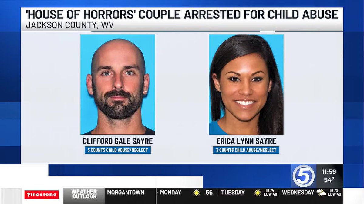 MAGAts_Exposed's tweet photo. Meet MAGAt Clifford Gale Sayre and his wife Erica. This absolute pair of monsters from Evans, West Virginia, ran a literal "House of Horrors" for years, terrorizing three defenseless children—including orphans they adopted. While public records don't list their official professions, their real "job" was running a torture chamber under the guise of parenting.

Clifford is a registered Republican while his wife appears to have been registered as a Democrat....

In October 2026, the Jackson County Sheriff's Office arrested the couple following a severe child welfare investigation. Erica Lynn Sayre (45) and Clifford Gale Sayre (46) were each charged with six felony counts, including child abuse resulting in injury and child neglect creating a risk of injury.

According to investigators, the defendants subjected three children in their care—aged 12 to 17—to severe physical and psychological abuse over a period of several years. The allegations outline a pattern of extreme disciplinary measures, deprivation of basic necessities like food and water, and severe emotional torment, including threats intended to prevent the children from reporting the situation to authorities.

The situation came to light after one of the youth reported the abuse to officials, leading to the intervention of law enforcement and child protective services. Legal proceedings are currently underway to hold the individuals accountable for the charges.