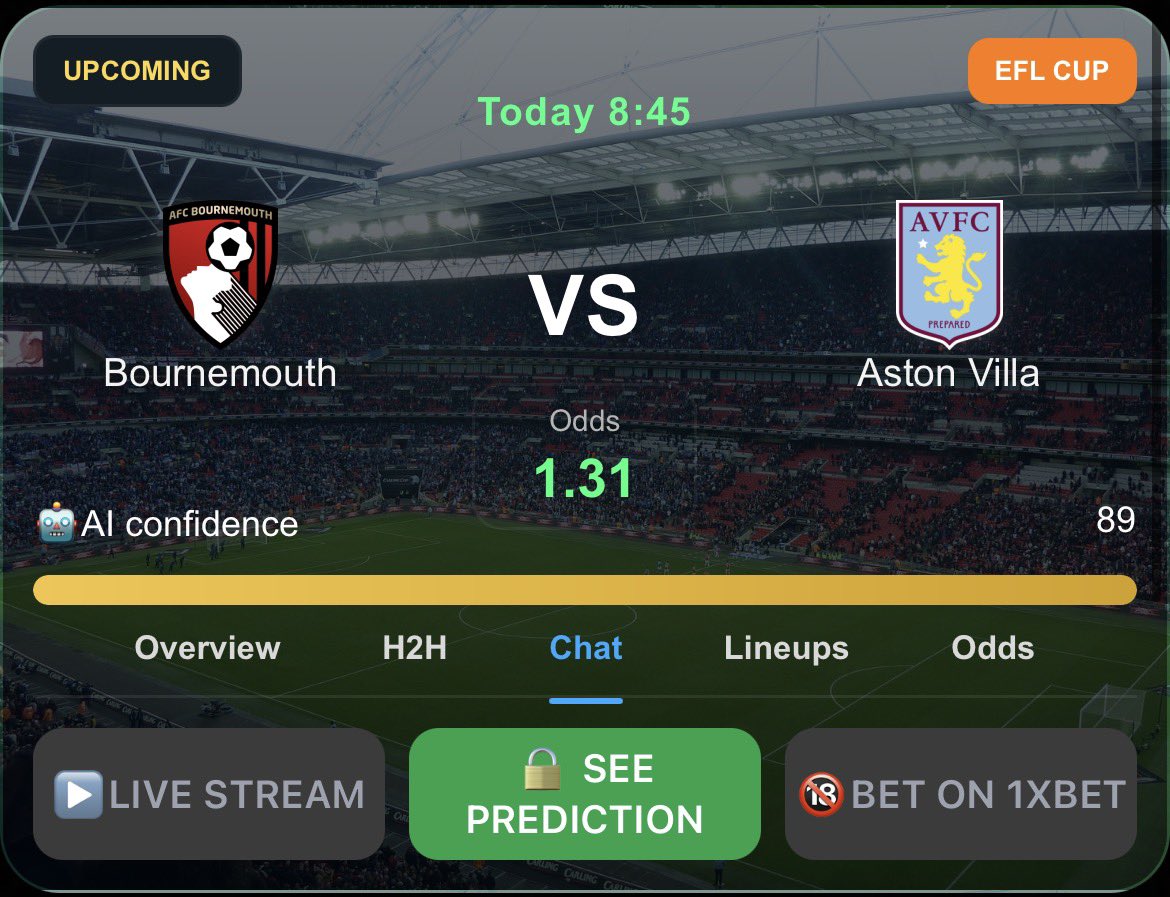Aiprediction_'s tweet photo. Get in Now🔥 🔗➡️ https://t.co/HJR2RGv4C6

#Bournemouth #AstonVilla https://t.co/WdP5KjWeO4