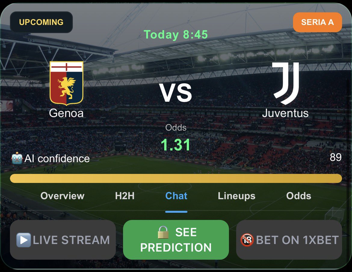 Aiprediction_'s tweet photo. Get in Now🔥 🔗➡️ https://t.co/HJR2RGvCrE

#genoe #juventus https://t.co/C2GF3IWk0b