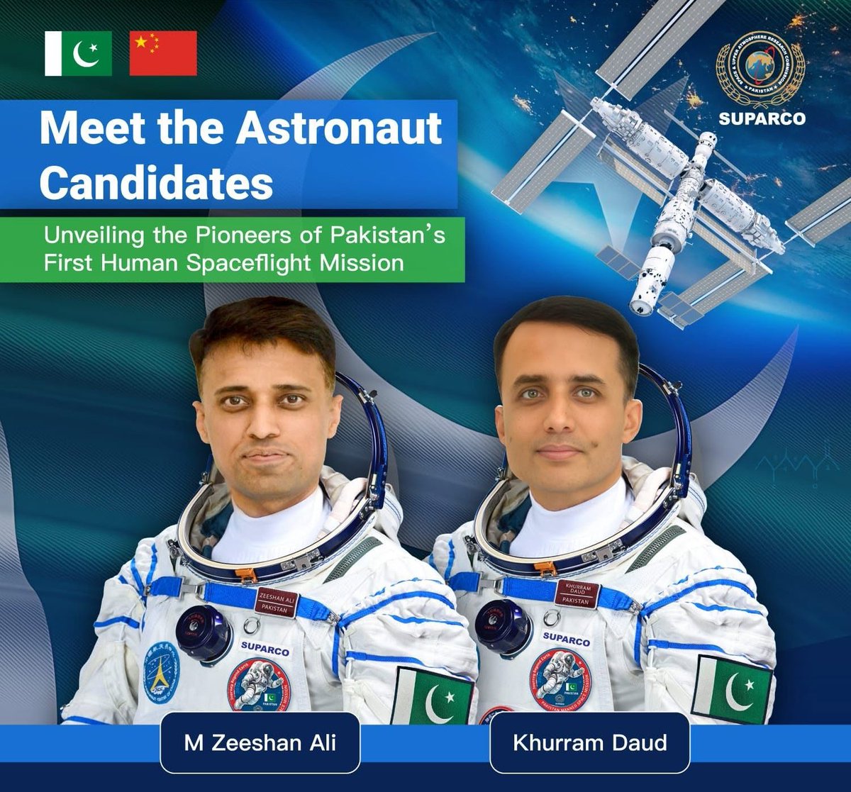 CNSpaceflight's tweet photo. There will be one Pakistani astronaut on the Shenzhou-24 crew.

Is anyone else expecting Pakistan to leak the selected astronaut before China's official announcement, usually just the day before launch? https://t.co/2FAbL0Xo0Q