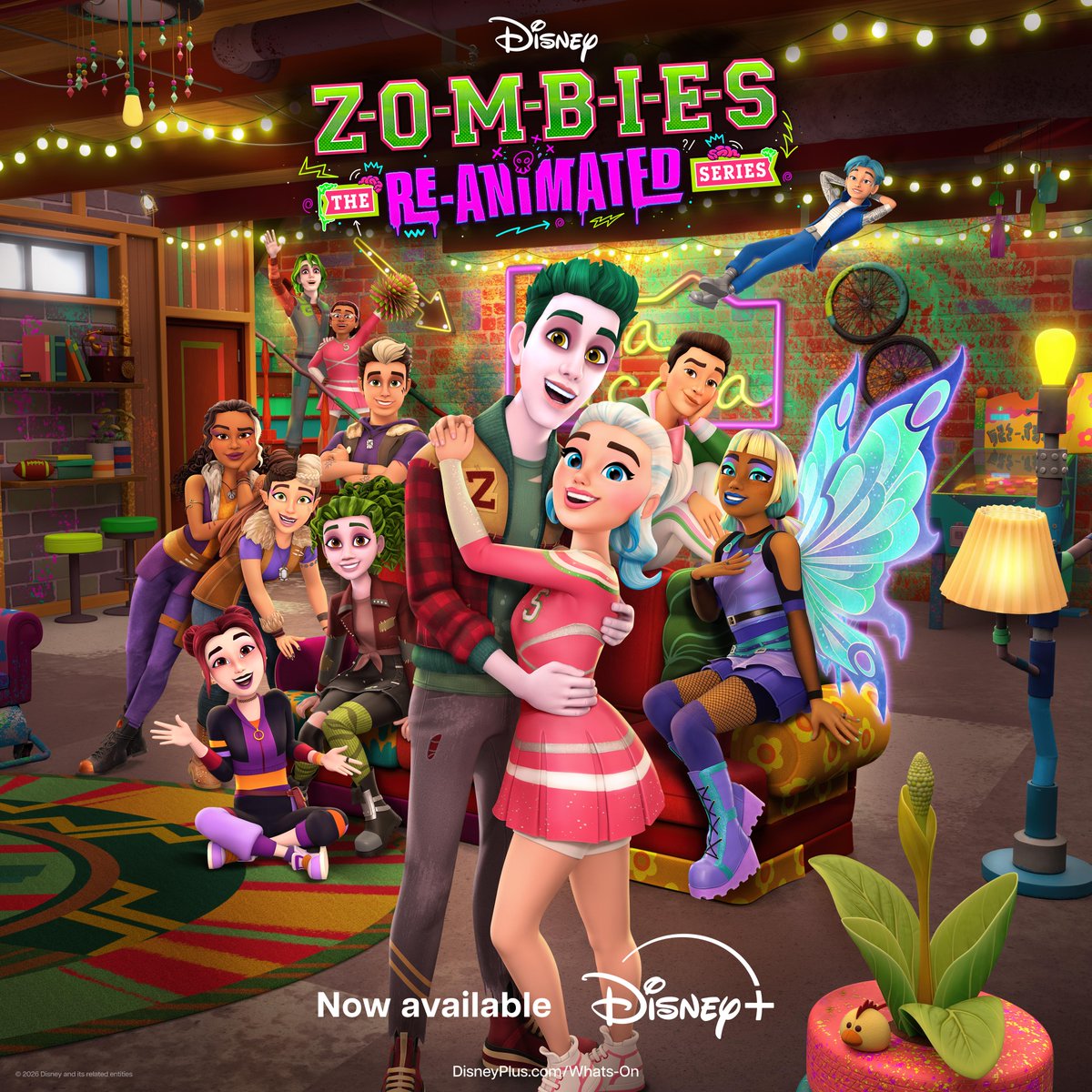 DisneyTVA's tweet photo. It's senior year, again! 📚 The Seabrook High crew returns in all-new adventures in ZOMBIES: The Re-Animated Series Season 2, now available on Disney+. https://t.co/GUoNI6oAfD