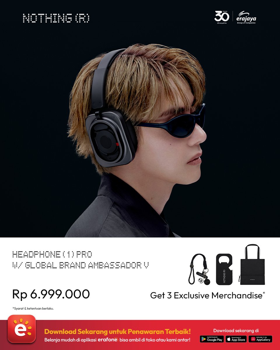 ErafoneStore's tweet photo. 𝐍𝐨𝐭𝐡𝐢𝐧𝐠 𝐇𝐞𝐚𝐝𝐩𝐡𝐨𝐧𝐞 (𝟏) 𝐏𝐫𝐨 hadir dengan tiga driver yang mengolah bass, vokal, dan treble secara terpisah, jadi suara terdengar lebih jernih dan detail. Peredam bising aktif hingga 46 dB bikin kamu fokus tanpa gangguan.

Dapatkan sekarang di toko erafone, https://t.co/mCXkbi8k5O, atau Aplikasi erafone.