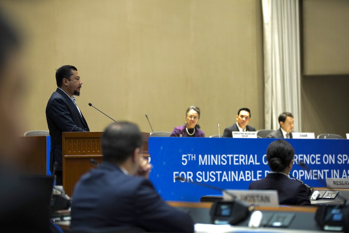 UN_Armida's tweet photo. Space technology can help us anticipate disasters &amp; act before they strike.

At the 5th Ministerial Conference on #SpaceApplications, I called for stronger regional cooperation to turn satellite data into timely action, build resilience and ensure no country is left behind. https://t.co/PWEChHoGWr