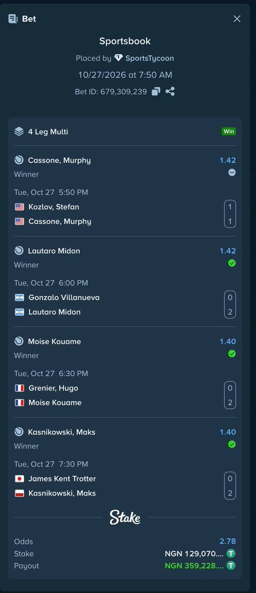 GreenTips01's tweet photo. 4 Odds combo won 
✨☘️🔥☘️✨🔥

 ₦359k Paid Out🧰  
     
   🚨Register STAKE here👇
https://t.co/12joXKwoif

Use Promo Code:STYCOON

💬 Send message to ‌ https://t.co/5deCmiTW2z to guide/Assist you on how to fund your stake account https://t.co/nwp9D5q8v3