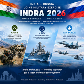 EleenaThom5703's tweet photo. 🇮🇳🤝🇷🇺 Three Services. One Partnership. Exercise #INDRA2026 strengthens India–Russia defence ties through joint training, enhanced interoperability and operational cooperation across the Army, Navy and Air Force. 🛡️✈️⚓
#IndiaRussia #IndianArmedForces https://t.co/vX4Oxi13p8