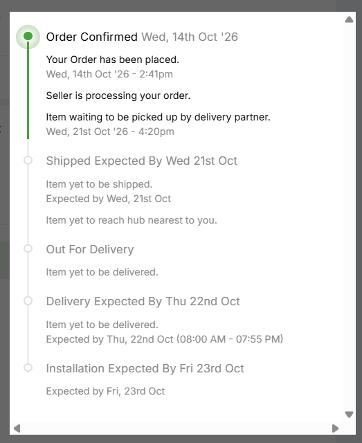 1114anand's tweet photo. Fraud by Flipkart
I ordered AC on i.e. 14-Oct-2026 still @Flipkart @flipkartsupport has not yet shipped the order and even it is not cancelling my order and refunding the money @_Kalyan_K worst service #ConsumerProtection https://t.co/wN53VBS4VT