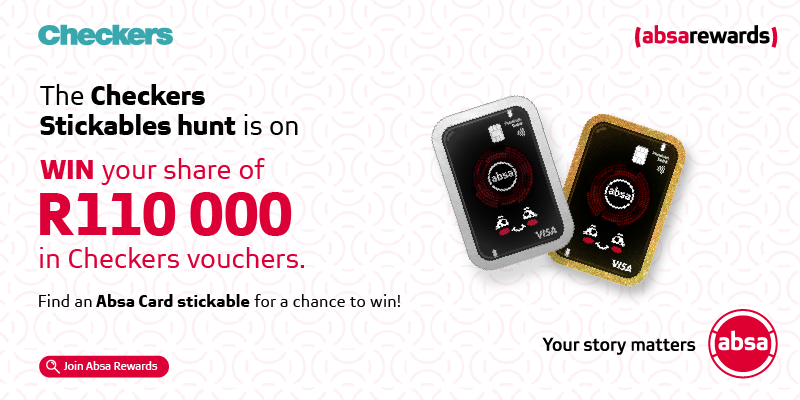 AbsaSouthAfrica's tweet photo. Find a Gold Absa Card sticker to win 1 of 100 R1 000 Checkers vouchers.
Find a non-Gold Absa Card sticker to win 1 of 20 R500 Checkers vouchers.
To enter, take a selfie with your sticker, tag @AbsaSouthAfrica and use #AbsaRewardsXCheckers #ReadySetGold #AbsaRewards. https://t.co/JUUaByuzyW