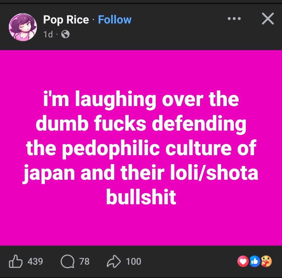 skyebatungbakal's tweet photo. im not into loli/shota but why the fuck is facebook recommending me racist bullshit like this?? https://t.co/n45Z6rDQQB