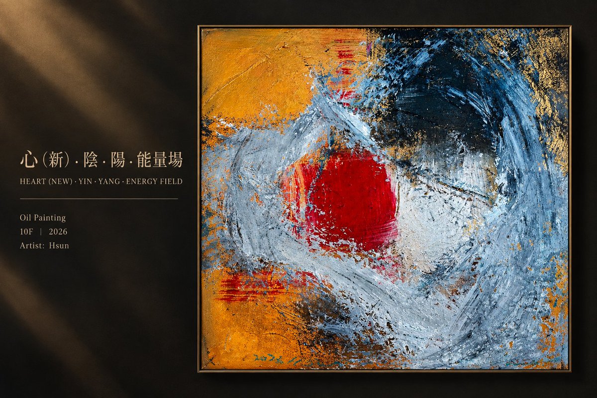 to_hsun's tweet photo. #abstract #oilpainting #artist #art #artwork #Design #設計 #抽象 #故事 #storyboard
心(新).陰.陽.能量場
HEART (NEW) · YIN · YANG · ENERGY FIELD
10F|2026
Oil Painting
Artist: Hsun
生命的核心,並非靜止的存在,而是一個持續變化、交互作用的能量場。 https://t.co/vT5ptuejhw