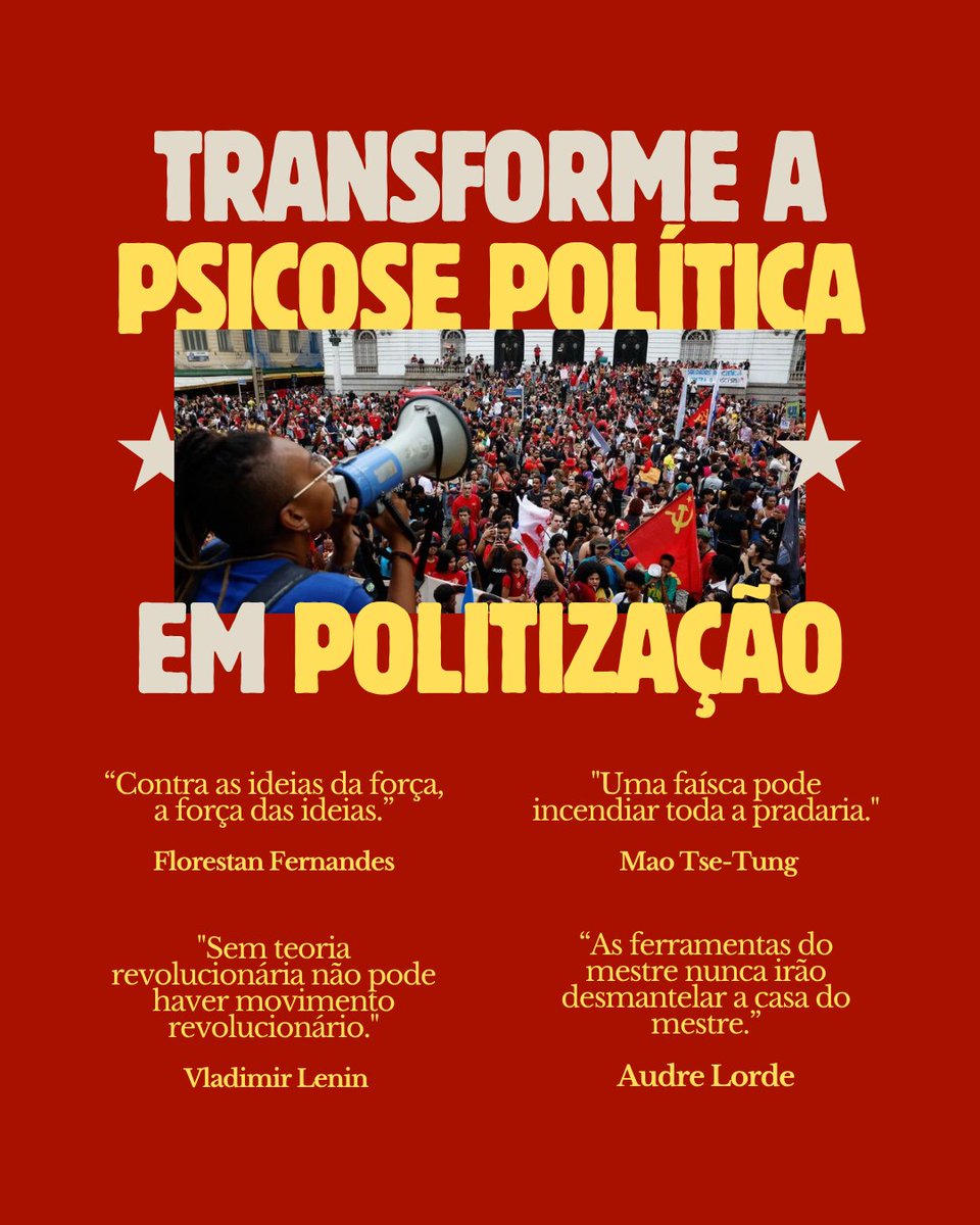 hannimarxi's tweet photo. não deixe a psicose política morrer e só voltar daqui a 4 anos, transforme-a em verdadeira politização!

uma mobilização se torna revolucionária através de ideias revolucionárias

separei algumas indicações para um letramento político. não é uma checklist, leiam o que interessar! https://t.co/EsnTmEaLN9