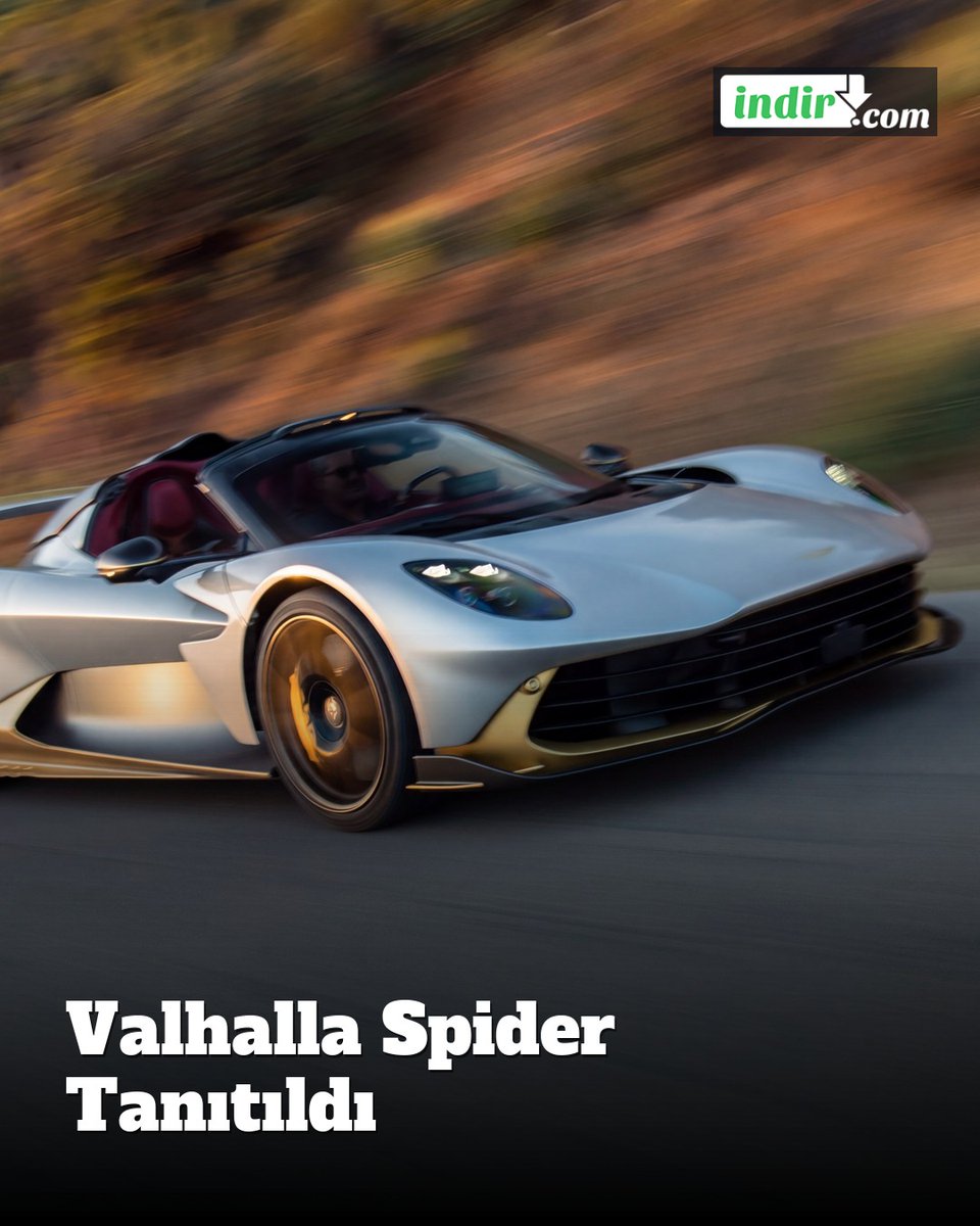 indir_com's tweet photo. Aston Martin, 1.064 beygirlik hibrit Valhalla Spider'ı tanıttı. Tavanı açıkken bile 349 km/s'ye çıkabilen modelin teslimatları 2027'nin üçüncü çeyreğinde başlıyor. #AstonMartin #ValhallaSpider #indircom https://t.co/V06CxmXLXG