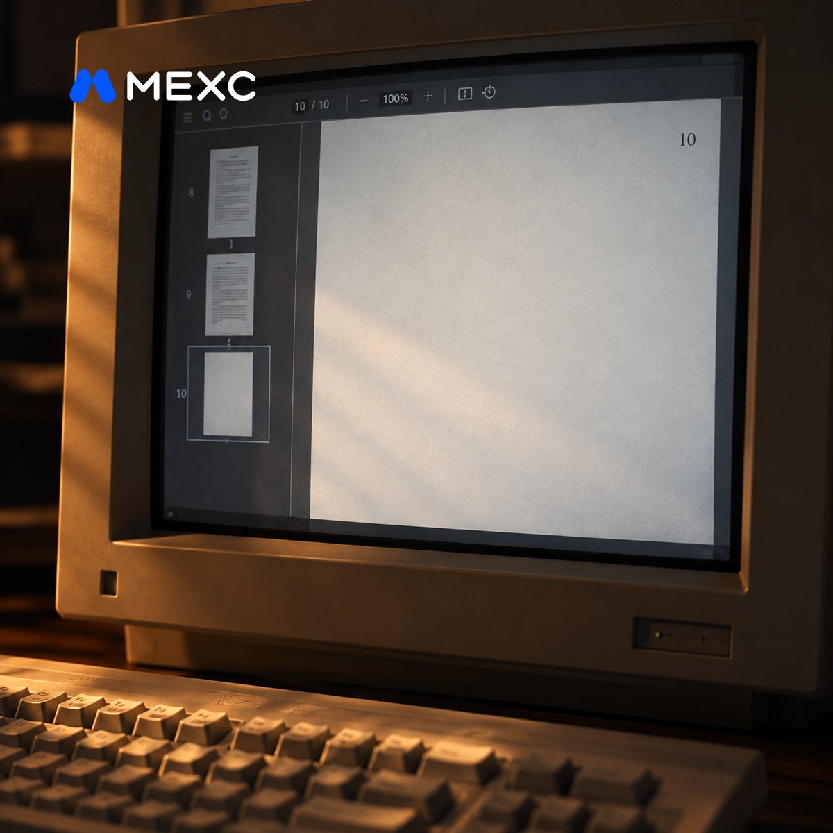 MEXC's tweet photo. In a room like this, someone opened a PDF.

Nine pages. A peer-to-peer electronic cash system. An idea that would travel far beyond the screen.

The paper ended on Page 9.

What came next?

3 days to #BitcoinWhitepaperDay #MEXC https://t.co/nJjCgcYPzC