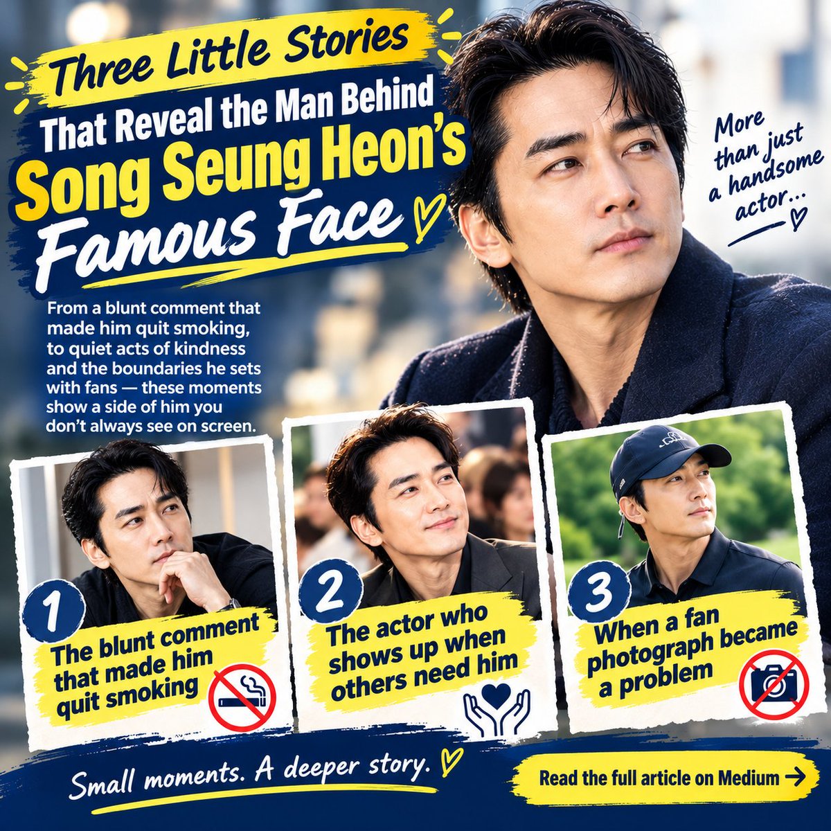 oppavibesSSH's tweet photo. There’s more to Song Seung Heon, from the blunt comment that made him quit smoking to his quiet kindness and the boundaries he keeps with fans; these 3 little stories reveal a side of him we don’t always see on screen.
Read my article on Medium! 👇https://t.co/tBVsfrtqRm
#SSH https://t.co/DWKtlmoRAQ