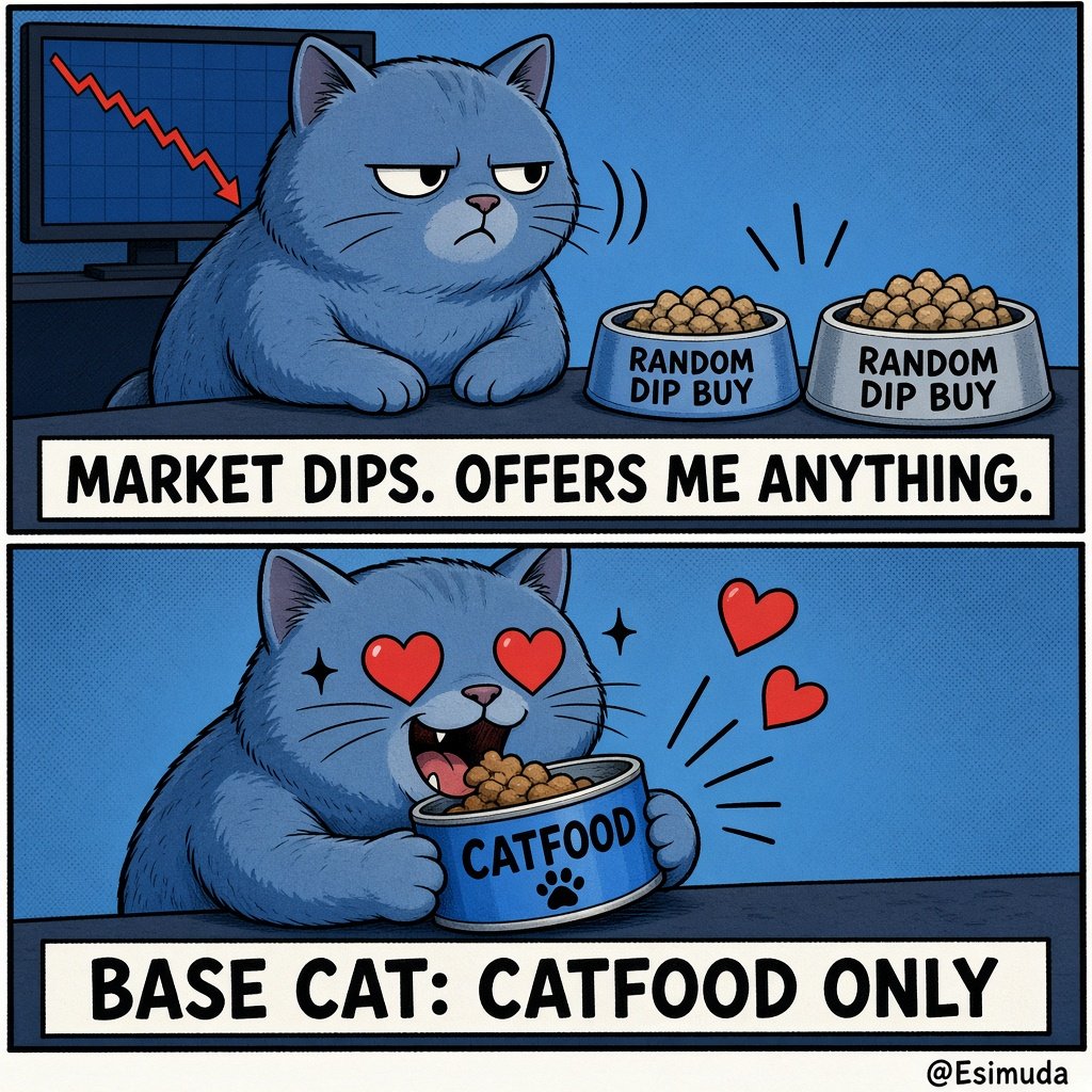 Esimuda's tweet photo. market dipping
base cat: only eats Catfood

@Catfood4Basecat
#CATFOOD #BASECAT
CA: 0xA05bCA67C55EEd9bFeF44eE747638f27D662e62d https://t.co/T5cIDZliW2