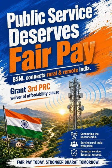 NofnCo79265's tweet photo. #3rdPRC_BSNL
#Remove_Affordability_Clause
@SNEACHQ @AUAB5564 @SNATTACHQ @bsnleuchq @aiteea_India @PemmasaniOnX @JM_Scindia @DoT_India @PMOIndia @CMDBSNL @GSSEWABSNL @Officejmscindia @narendramodi @BSNLCorporate
@aajtak @ndtvindia @indiananews  @DDNewslive @ZeeNews @republic https://t.co/huFpc9Rp6E