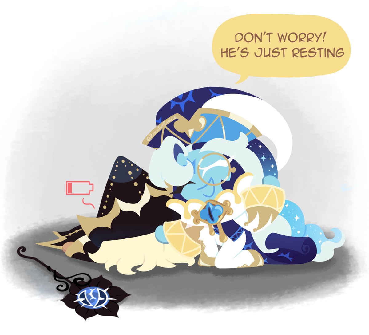 PinkaFunCookie's tweet photo. Truthless got a little tired. Sage will take care of him, trust 

Hope you like it!
I'm still surprised I managed to finish this piece on time
 
#crk #cookierun #cookierunkingdom https://t.co/YodNFkfHtx
