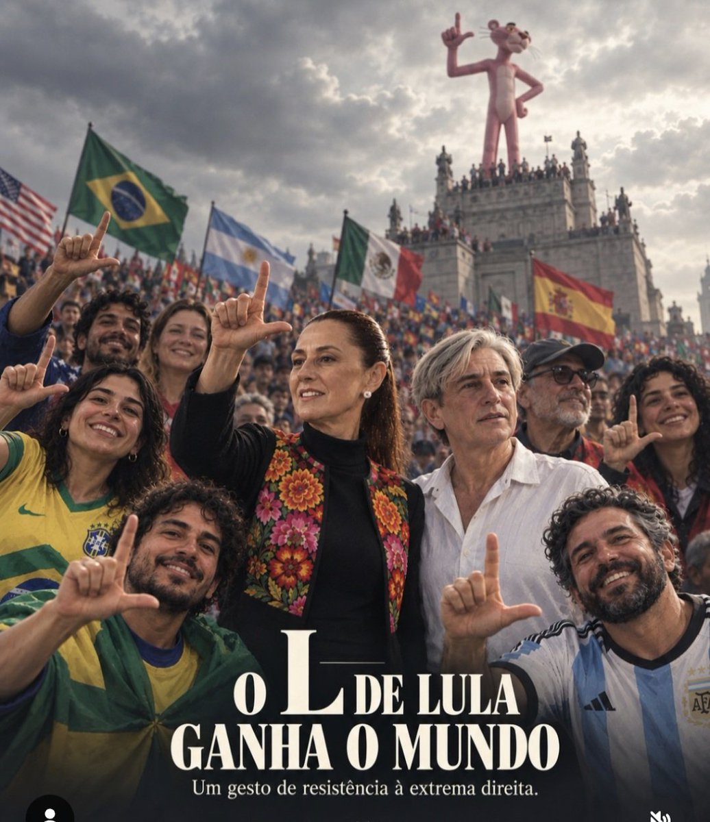 titiomarcoA's tweet photo. Quem diria que o L de Lula viraria símbolo mundial contra a extrema direita?! Avante, guerreiros https://t.co/ETd35zOh70