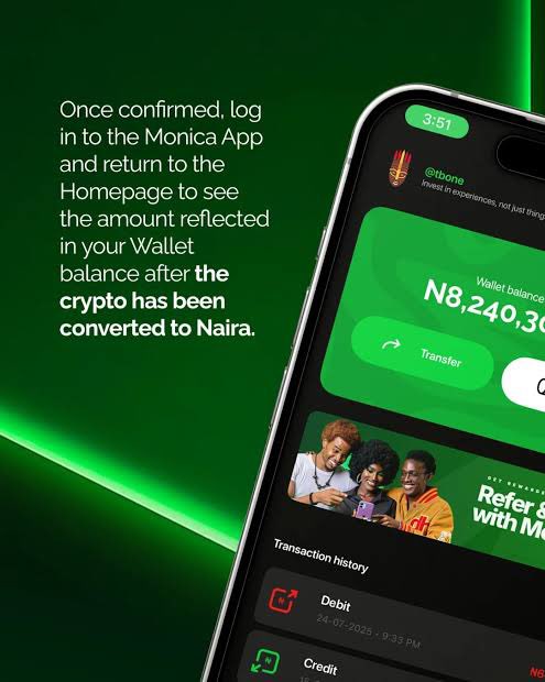 luxe_yinks's tweet photo. Monica is making crypto transactions easier, faster, and more convenient.
@Monicanigeria 

From seamless conversions to competitive exchange rates. 

I mistakenly submitted the wrong tag please kindly ask the Monica team to reconsider my entry and my tag  thank you Monica 💚 https://t.co/SIHqfKbjUT