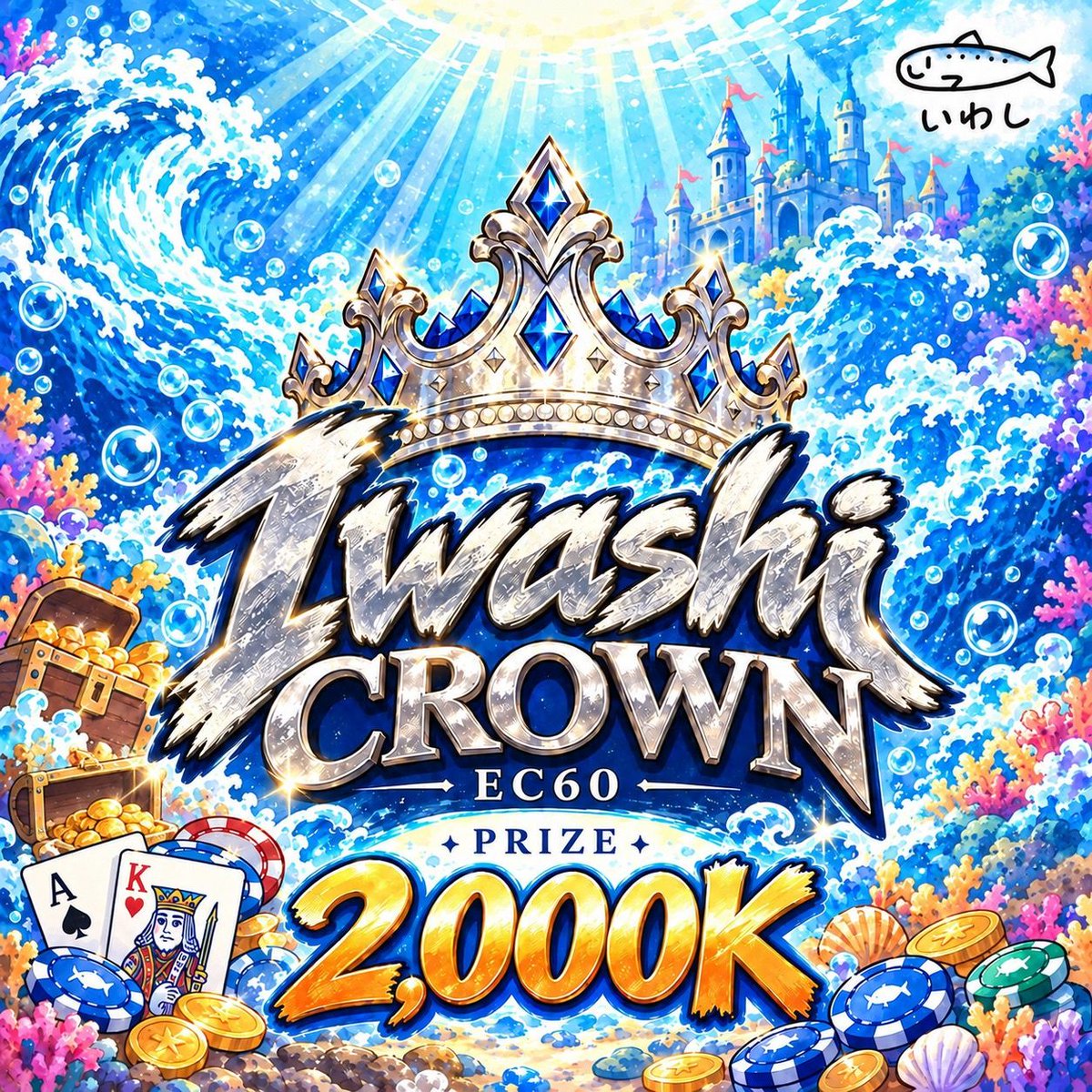iwashi_poker's tweet photo. 🎊🍂 リポストキャンペーン開催 🍂🎊

大盛況に終わった10月🗓️
皆様への感謝を込めて…
超大人気【EC付き】トーナメントを
豪華２連撃で開催決定🔫💥

🗓️ 10/30(金)〜10/31(土)
各トーナメント【5名様】をご招待🎉

🎁 無料招待 × 1名様
🎫 半額招待 × 4名様

※IWASHI FESTIVAL / IWASHI CROWNは
半額招待 × 5名様となります。

🔥 応募方法 🔥
① 当アカウントをフォロー
②「意気込み＋希望トーナメント」を書いて引用リポスト
③ 当選者はトーナメント開始1時間以内に着席

📢 当選発表
平日 ▶ 14:00 / 休日 ▶ 10:00
※当選後、参加が難しくなった場合は
当アカウントまでご連絡ください🙇‍♂️

☟トーナメント詳細☟
＿＿＿＿＿＿＿＿＿＿＿＿＿＿＿＿＿＿＿＿＿

①🐟iwashi festival 2,000K🐟【EC80】
10/30(金) 1部

◾ Start：17:30
◾ レイト：22:00
◾ リエントリー：22:40

◾ Entry：¥35,000
◾ Re-Entry：¥35,000

👇詳細はこちら👇
https://t.co/KhHpHmAVfG
＿＿＿＿＿＿＿＿＿＿＿＿＿＿＿＿＿＿＿＿＿

②🐟 Even Millons 1,000K 🐟
10/30(金) 2部

◾ Start：21:30
◾ レイト：2:00
◾ リエントリー：2:40

◾ Entry：¥33,000
◾ Re-Entry：¥33,000

👇詳細はこちら👇
https://t.co/4tehsWBbZm
＿＿＿＿＿＿＿＿＿＿＿＿＿＿＿＿＿＿＿＿＿

③🐟iwashi crown 2,000K🐟【EC60】
10/31(土) 1部

◾ Start：13:30
◾ レイト：18:00
◾ リエントリー：18:40

◾ Entry：¥45,000
◾ Re-Entry：¥45,000

👇詳細はこちら👇
https://t.co/4kR8K6lntT
＿＿＿＿＿＿＿＿＿＿＿＿＿＿＿＿＿＿＿＿＿

④🐟 "ULTRA" MONSTER STACK 1,500K 🐟
10/31(土) 2部

◾ Start：16:30
◾ レイト：22:00
◾ リエントリー：22:40

◾ Entry：¥50,000
◾ Re-Entry：¥50,000

👇詳細はこちら👇
https://t.co/ueiGqFVv0P
＿＿＿＿＿＿＿＿＿＿＿＿＿＿＿＿＿＿＿＿＿

10月最後の２日間も全力大還元🔥
皆様のご応募お待ちしております🐟✨

#いわし赤坂
#リポストキャンペーン