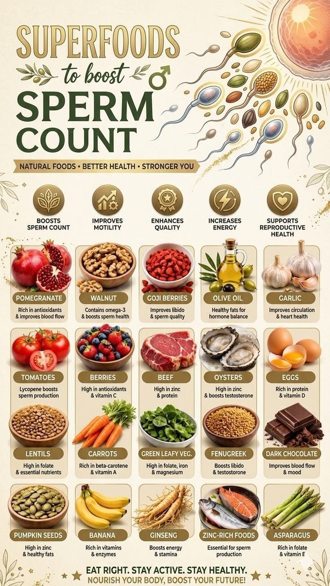 PARVEZ1000k's tweet photo. 20 Superfoods for Sperm Health 💪 https://t.co/OdgEhqnYrd