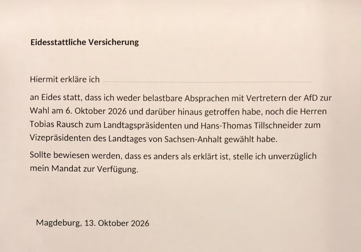 MalteKaufmann's tweet photo. Genug ist genug. Soeben habe ich Strafanzeige gegen (Noch-) Ministerpräsident Sven Schulze (#CDU) wegen Nötigung (Paragraf 106, Strafgesetzbuch) gestellt.
Wer Abgeordnete nötigt, deren Wahlentscheidung bei geheimen Wahlen öffentlich zu machen und sie bei unliebsamem Abstimmverhalten zur Aufgabe des Mandates nötigt, handelt nicht mehr im Rahmen der normalen politischen Auseinandersetzung, sondern hat den Boden unserer freiheitlich-demokratischen Grundordnung verlassen. #SachsenAnhalt #SvenSchulze