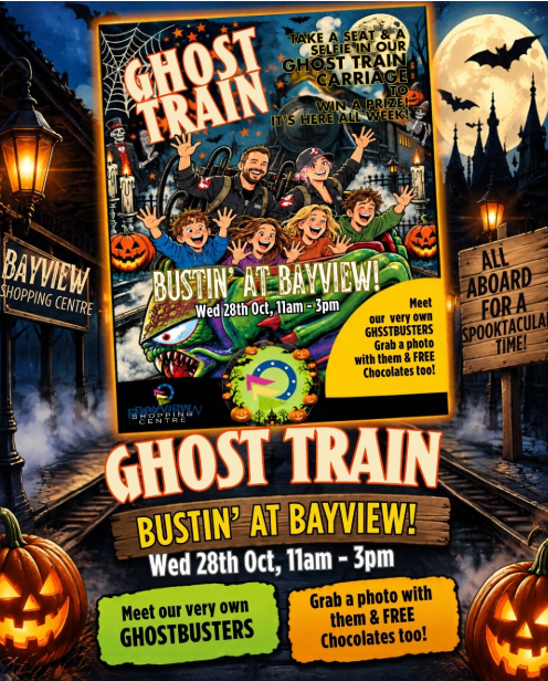 BayviewSC's tweet photo. 👻🚨 E DAY! WHO YA GONNA CALL? 🚨👻

Our very own Ghostbusters are joining us TODAY from 11am–3pm for some spooktacular Halloween fun! 🎃🕸️

📸 Come along, grab a selfie with the team and pick up some sweet treats while you’re here! 🍬👻 https://t.co/cLJTH83kQQ
