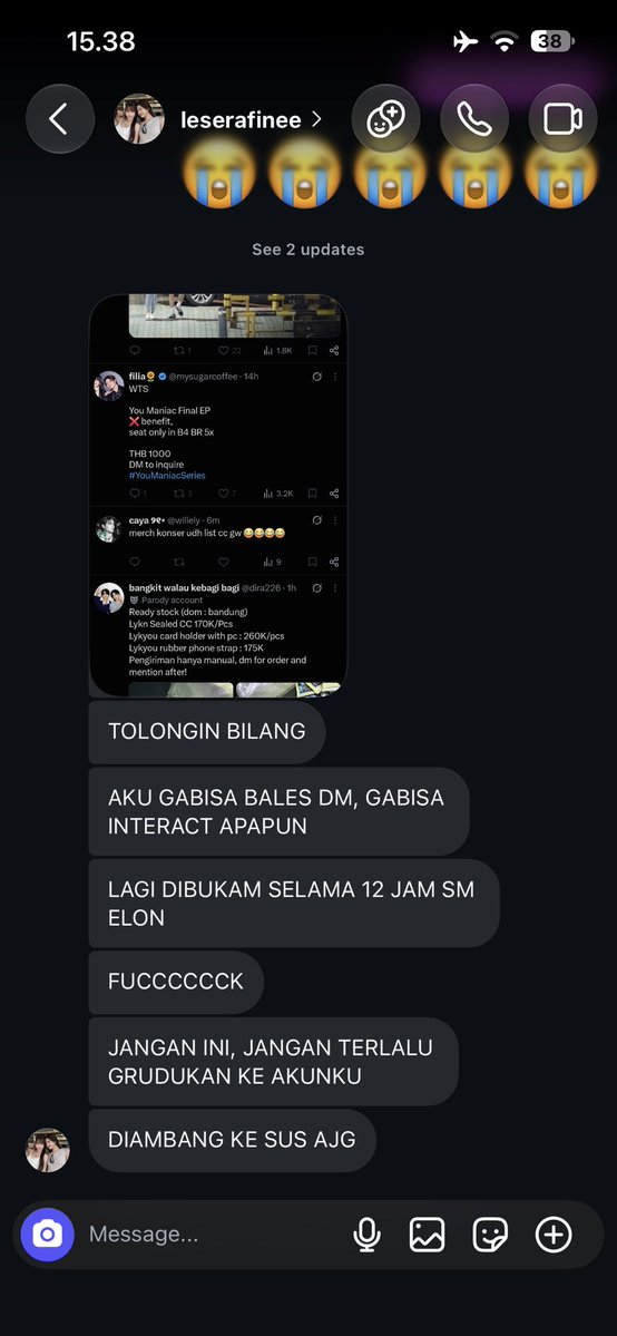 estmoth's tweet photo. kasian bgt user @leserafinee lagi di bungkam
elon guys lg gabisa ngetwt like or rwply apapun. jahat bgt elon gblok 😭 orgnya pindah kesini dlu @laseranaa https://t.co/bojveACxv4