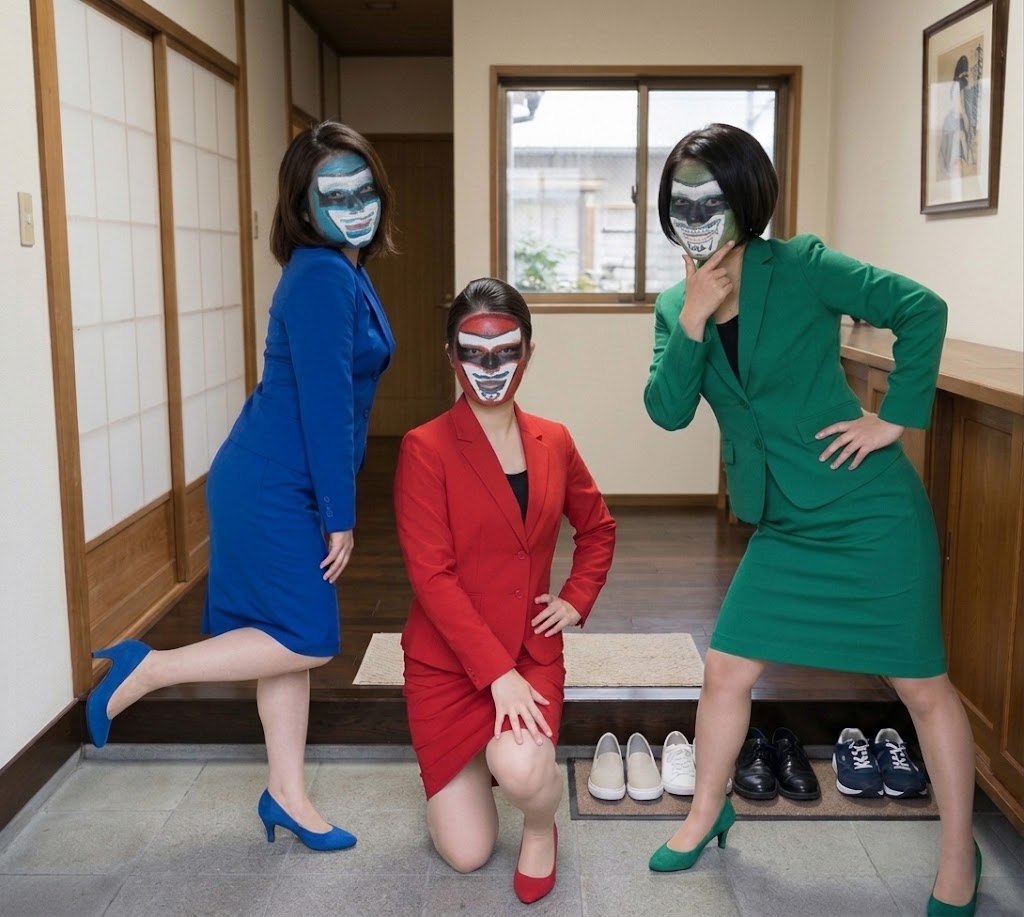 kaonuri_ai's tweet photo. 固定フェイスペイントでのコスプレ大会。個人的にはスーツが好き。青なら一応あるぞ。 https://t.co/S0oXNR3ukB