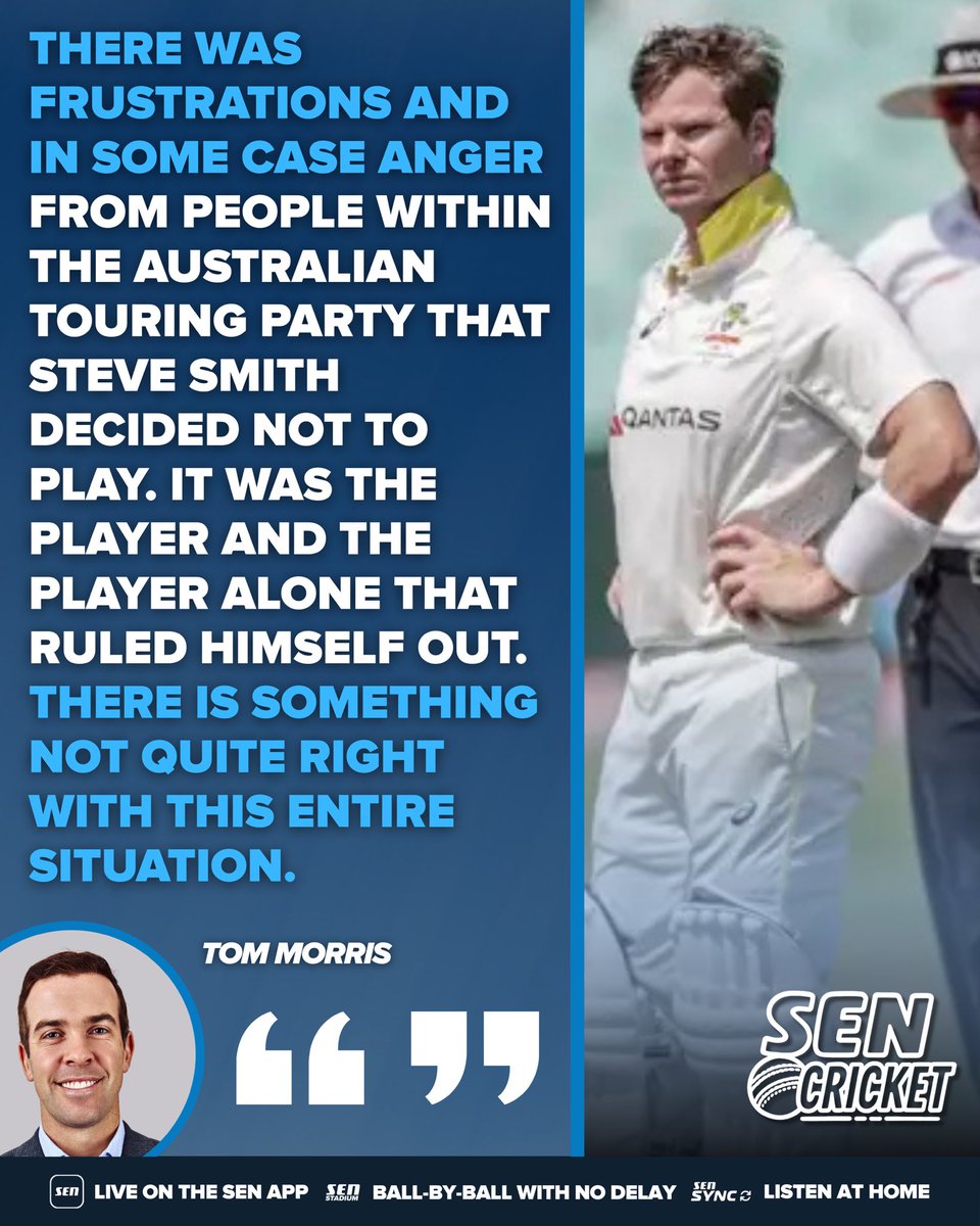 SEN_Cricket's tweet photo. The latest on the dynamic around the Australian team and Steve Smith from @tommorris32 and @beastieboy07.

Full podcast below 👇 https://t.co/Xkv0nv576Z