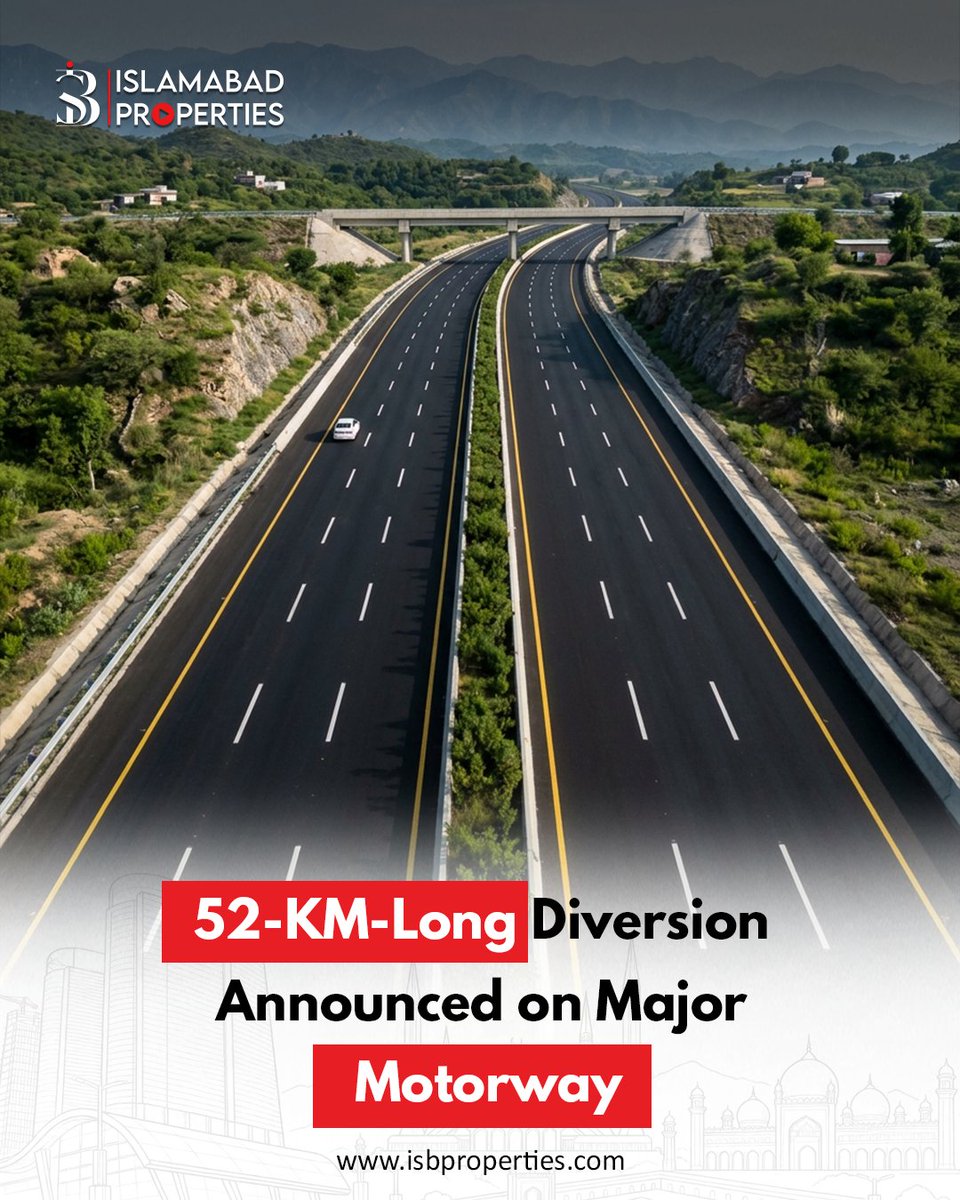 isbproperties7's tweet photo. A major traffic update has been announced as a 52 KM-long diversion
Disclaimer: Image is AI generated, not an actual photograph. For information only, not financial advice.
#PakistanMotorway #MotorwayUpdate #RoadDevelopment #islamabadproperties https://t.co/QFfS3tkkNH