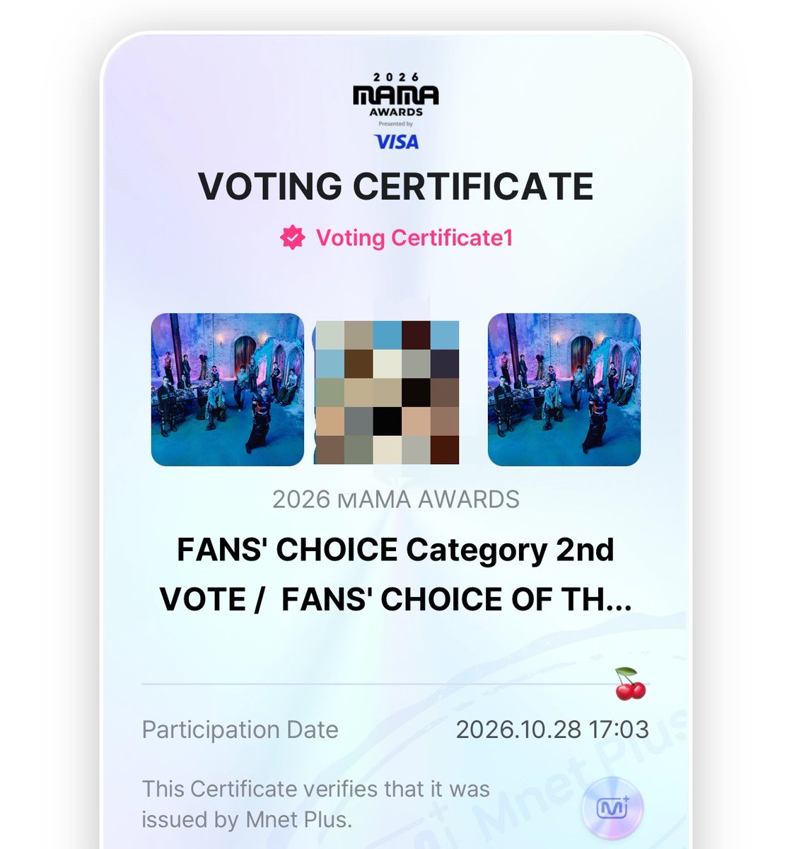 sounds_of_cheol's tweet photo. 1 repost = 1 vote, 1 reply = 1 vote

vote SEVENTEEN for 2026 MAMA AWARDS!!

• FAN'S CHOICE (2ND ROUND)
• VISA FANS' CHOICE OF THE YEAR

i vote for #SEVENTEEN on #2026MAMAVOTE https://t.co/yUCGbaJUrv