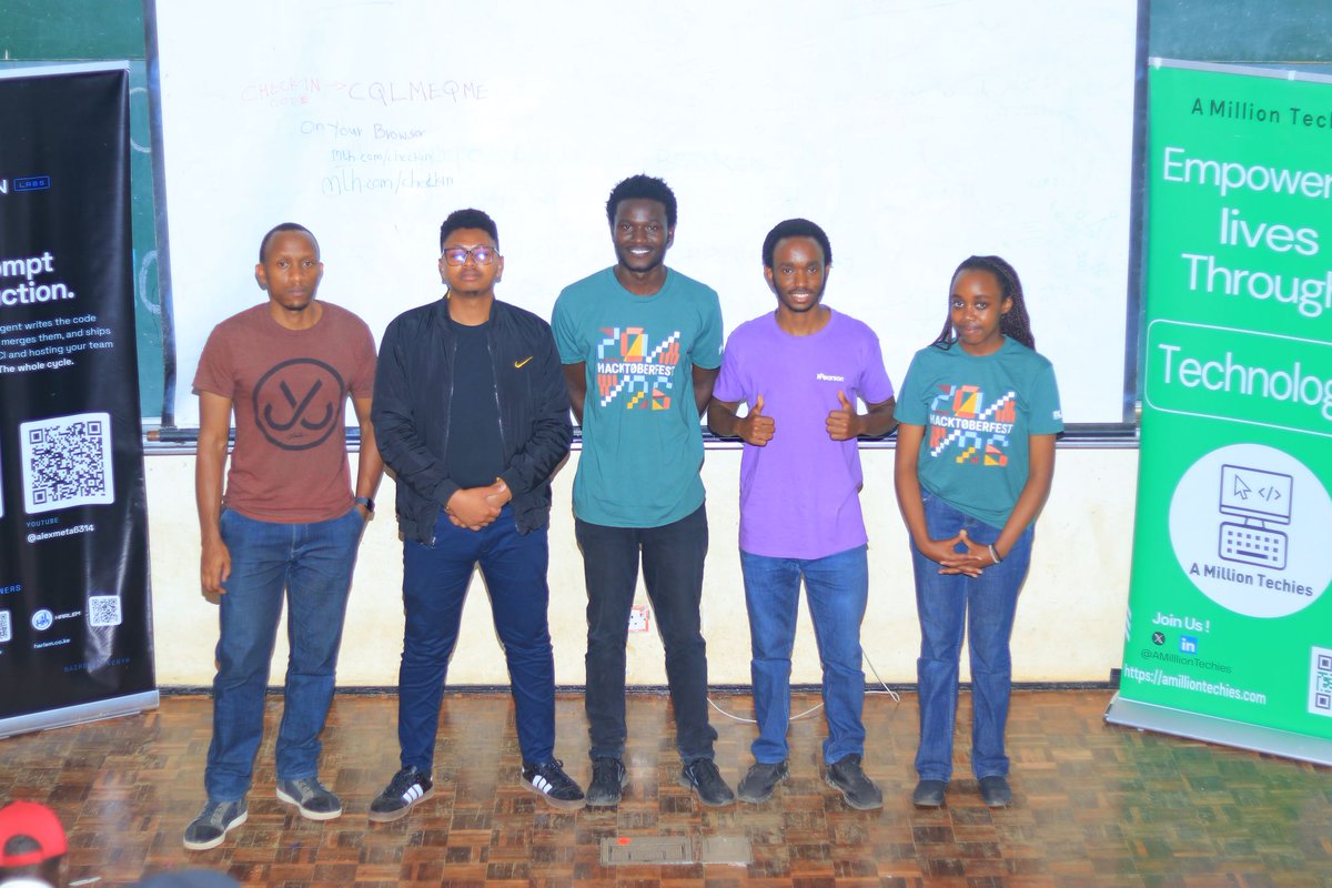 Openinfrake_UG's tweet photo. Open Source Innovation in Action!

We were proud to be part of Hacktoberfest Hack Day Kiambu at JKUAT, hosted by @gdgcampusJKUAT  ! 

A special shoutout to Antony Nyaga and Martin Njoroge, who represented OpenInfra User Group Kenya as judges at the event. 👏

From AI-powered innovations using @Google 's Gemma model to meaningful open-source contributions, the creativity and talent on display were inspiring!

Congratulations to all the winners and participants, and a big thank you to Geoffrey Owuor, Olive Kibichum, and the organizing team for making it happen.

We're proud to support the next generation of open-source innovators! 💻🌍

#Hacktoberfest #OpenSource #OpenInfra #KenyaTech