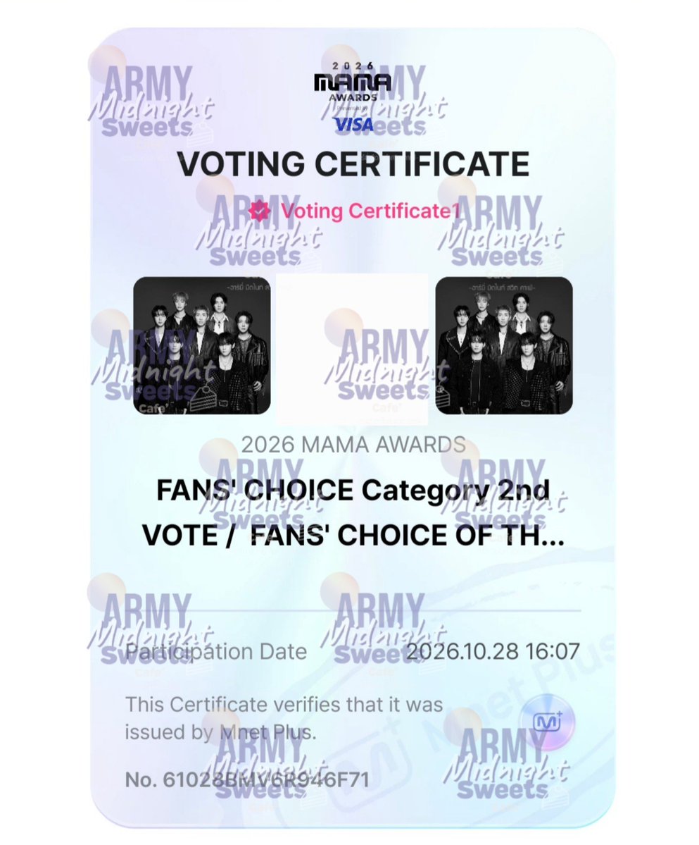 army_mnsweets's tweet photo. [MAMA2026] 📢 มาโหวตให้ BTS กันค่ะ บังทันมีชื่อเข้าชิงใน Fans' Choice สาขา Male และ Visa โหวตรอบที่สองค่ะ 🫶 

สาขา Fans' Choice > หมวด Male > "BTS"
สาขา Visa Fans' Choice > "BTS"
🗳https://t.co/EfsFpssvTc

✨️ ตัดรอบทุก 22:00 น. (เวลาไทย) 
#สาดไปอารีรังแดซังมาแล้ว

[วิธีโหวต]
• เข้าแอป MNET PLUS
• ล็อคอินด้วย Google/Mail/Line/AppleID
• เข้าหน้า Fans' Choice
• เลือกทั้งหมวด Male และ Female
• หมวด Male เลือก BTS 💜
• หมวด Female เลือก ศิลปินหญิงใดก็ได้
• หมวด Visa เลือก BTS 💜
• กด Submit > กด Vote
• โหวตเสร็จสมบูรณ์ 

*จำกัด 1 โหวต/แอค/วัน/อุปกรณ์

โหวตรอบที่ 2:
🗓 28 ต.ค. - 8 พ.ย. 22:00 น. (เวลาไทย)

🗳️ คะแนนโหวตแอป 90% ทวิต 10%

📌 โหวตในแต่ละสาขาเลือกเพียง 1 คน ทั้งหมดจำนวน 3 หมวดหมู่

#อาร์มี่ชวนโหวต #มาสเตอร์เชฟอาร์มี่
#2026MAMA #MAMAAWARDS #2026MAMAAWARDS
