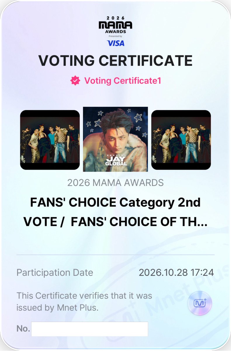 jaylandglobal's tweet photo. [🗳️FANS' CHOICE ROUND 2] 261028

ENGENEs, it’s time for Round 2! Let’s give it our all for ENHYPEN 💙

Let’s give #ENHYPEN their Daesang this year on #2026MAMAVOTE 🏆 

💙1 RT = 1 VOTE!
🔒 300 RT
🔒 300 Replies of MAMA Voting + ENHYPEN tags

🔗 https://t.co/al7IBTLQ00 https://t.co/3qKvFHzBD0