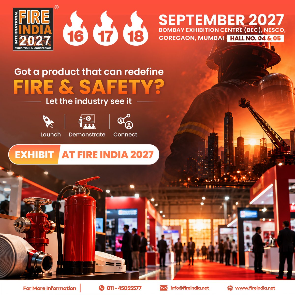 FireIndia's tweet photo. The 21st Edition of Fire India is coming to Mumbai in 2027 — bringing the fire & safety industry together on one powerful platform.
Enquire Now : https://t.co/Lglk70gzQS
Launch. Demonstrate. Connect. Create business.
#FireIndia #FireIndia2027 #fireindia #fireprotection #tech https://t.co/p1jWa1aq6H