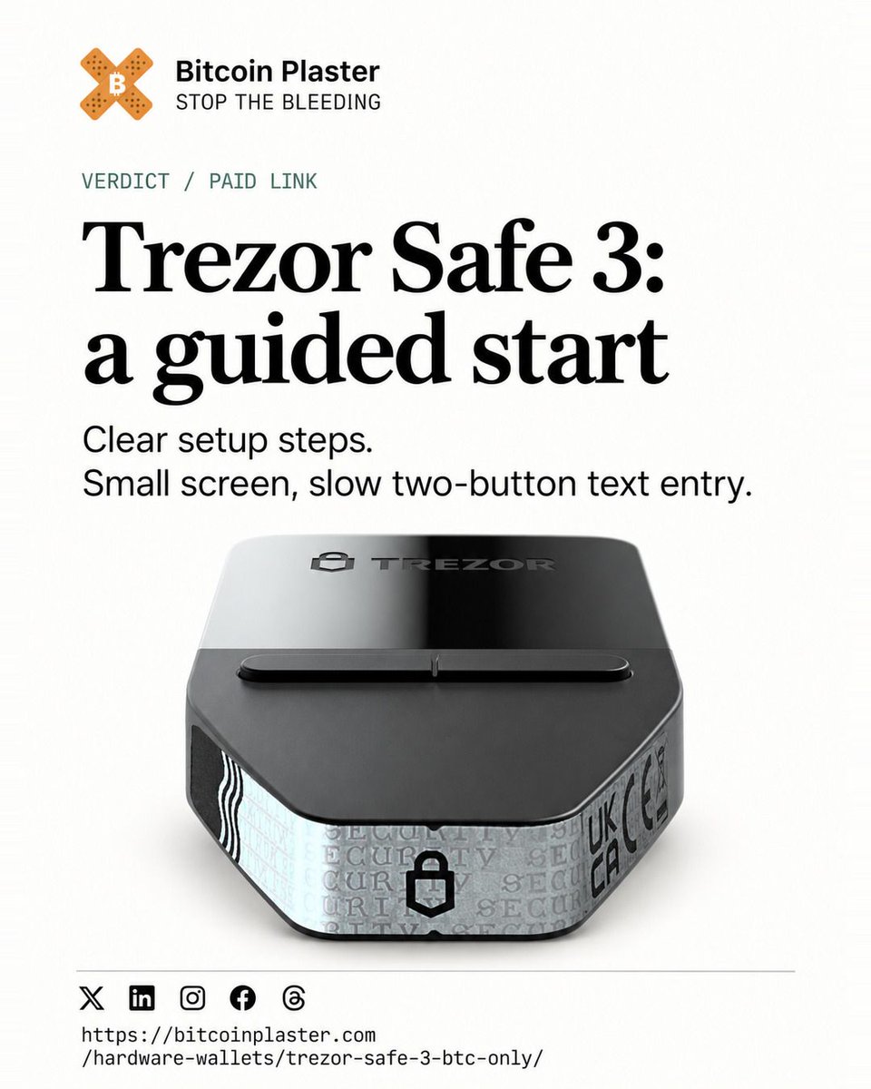 bitcoinplaster's tweet photo. Paid link. We may earn a commission if you buy through these links, at no extra cost to you. Our Safe 3 review covers setup and two-button tradeoffs. Read the full article: https://t.co/u4xSQ4BcXJ https://t.co/O7XVMVgzZo