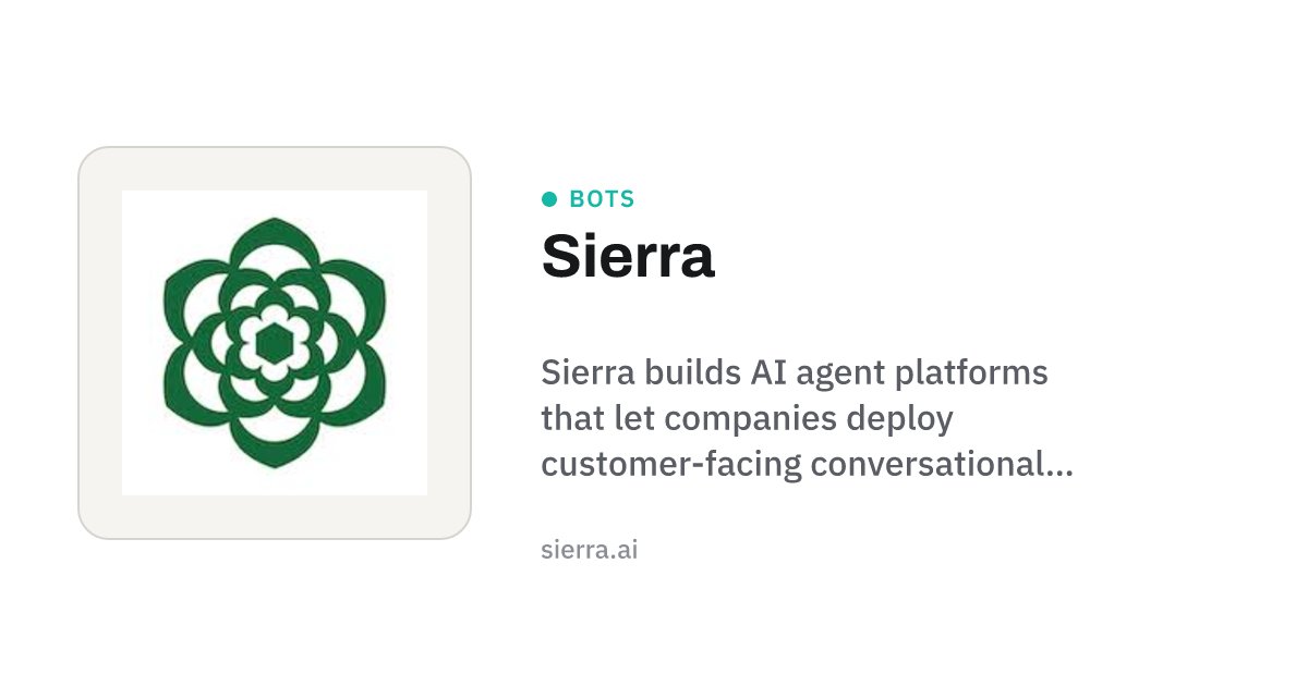 joinaboard's tweet photo. 🆕 Sierra just joined the leaderboard — Bots

Sierra builds AI agent platforms that let companies deploy customer-facing conversational agents to handle support, sales, and account tasks across chat and voice.

Check it out → https://t.co/CclV4PVpWP

@sierraplatform https://t.co/JN7azYn2b3