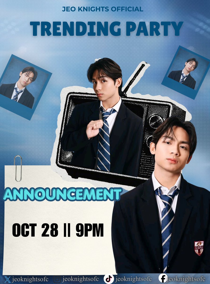 jeoknightsofc's tweet photo. 🚨𝗧𝗥𝗘𝗡𝗗𝗜𝗡𝗚 𝗣𝗔𝗥𝗧𝗬 𝗔𝗡𝗡𝗢𝗨𝗡𝗖𝗘𝗠𝗘𝗡𝗧🚨

𝐃𝐚𝐭𝐞: October 28 2026
𝐓𝐢𝐦𝐞: 9:00 PM 

𝐑𝐄𝐌𝐈𝐍𝐃𝐄𝐑: 
Please check our GDM for the official tagline.

#JeoOng https://t.co/M2wWY6i7AZ