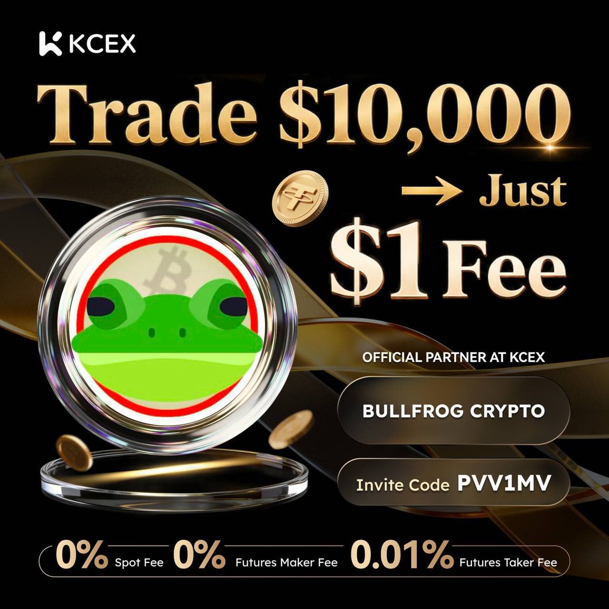 BullFrogCrypto7's tweet photo. We’re an official partner at KCEX, and the fees are very low:

💚 0% Spot Fee
💚 0% Futures Maker Fee
💚 0.01% Futures Taker Fee

That’s how a $10,000 trade can cost about $1 in fees. Fewer fees means more of your profit stays in your pocket. 💰

How to join:
👉 Sign up here: https://t.co/0tLmZX0OcS

🎟 Invite code: PVV1MV

Use the link, or enter the code during registration so it’s applied to your account.