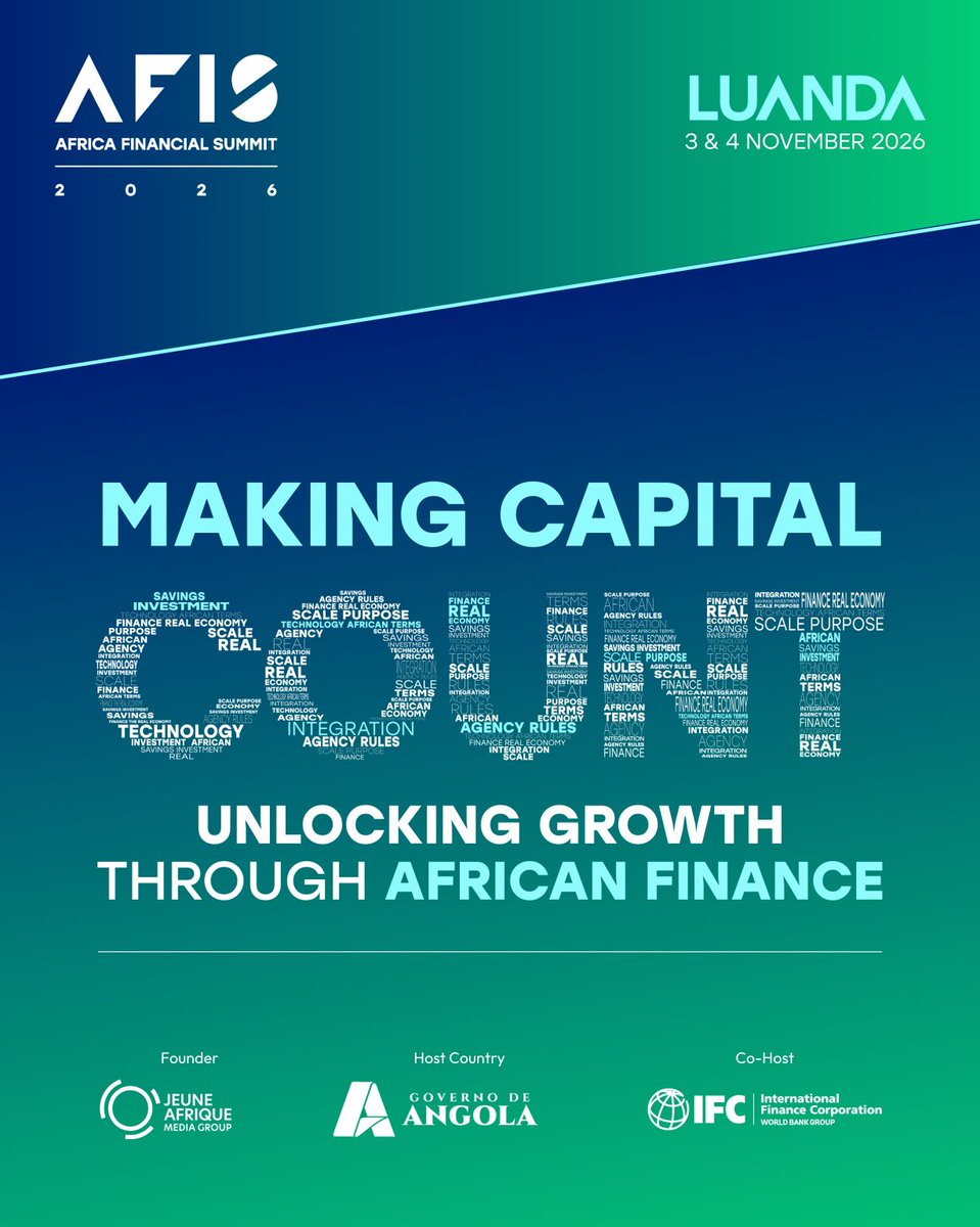 IFC_org's tweet photo. 📍Luanda | Nov 3–4
Where will Africa’s next wave of investment opportunities come from? And what will it take for finance to reach more businesses, sectors and markets? These are among the questions financial leaders will take on at #AFIS2026: https://t.co/dihEWvpyhS https://t.co/9qlUc95LXZ