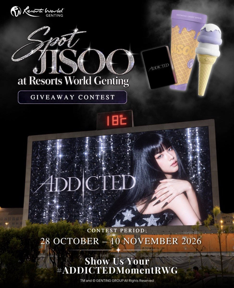 NEWSJISOO's tweet photo. 11 lucky fans will have the chance to win a signed #JISOO photocard and/or her official lightstick, all you have to do is participe in the giveaway conducted by Malaysia’s Resorts World Genting. 

Check the full details of the giveaway on resortsworldgenting instagram account. https://t.co/TcxoD4EDiG