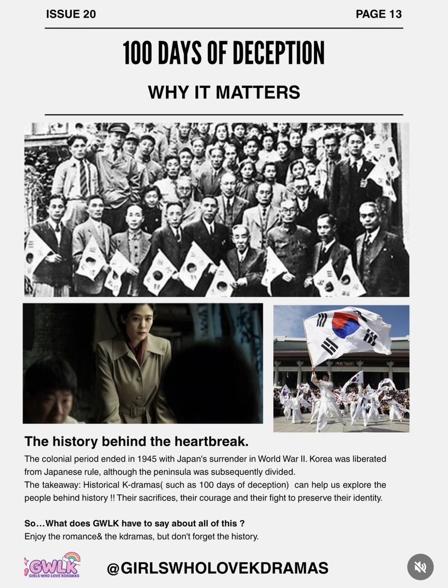 dough_nut_love's tweet photo. From IG girlswholovekdramas ~ 

I appreciate IG posts like this as they spread awareness not just of the drama, but also of the historical significance of #100DaysofDeception 

#KimYouJung #김유정 #100일의거짓말 https://t.co/aTmoXm9JXi