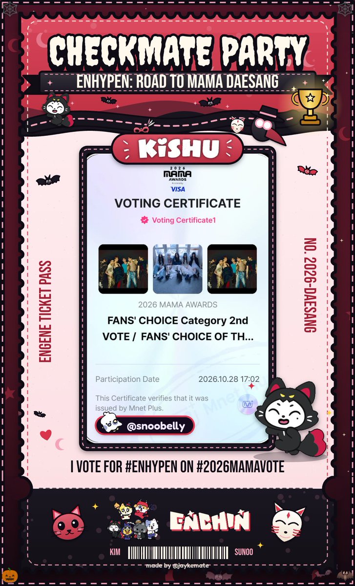 snoobelly's tweet photo. Let's go! bonsang &amp; daesang on the way
#ENHYPEN #2026MAMAVOTE https://t.co/1GbpZ8R598