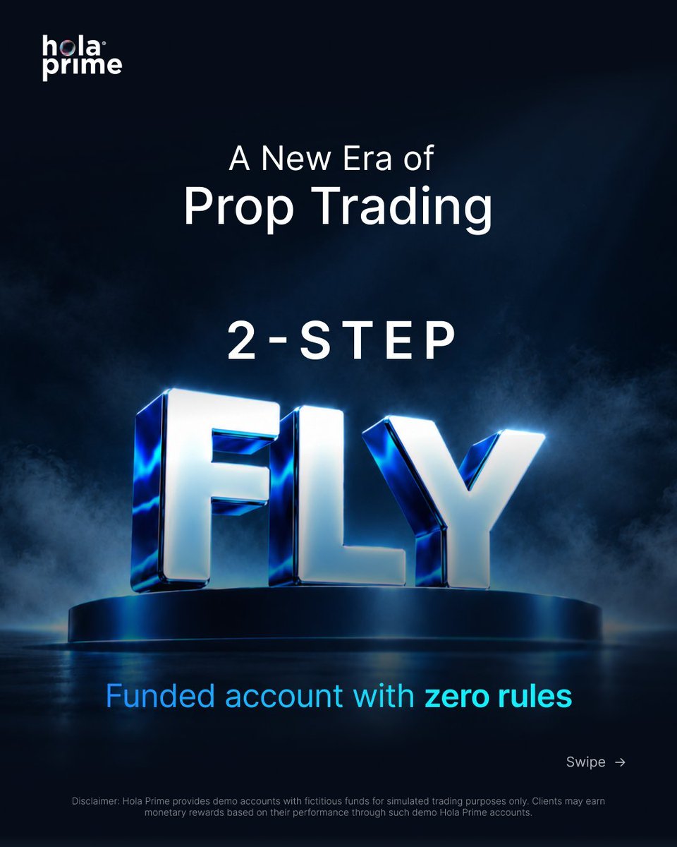 TrustedPropHub's tweet photo. BREAKING: Hola Prime launches 2-Step FLY 👀

Pass both phases with an 8% profit target each. Once funded, the rules change completely.

No daily loss limit, no consistency rule, no risk-per-trade rule, and news trading is allowed.

Traders can also request rewards multiple times a day, with processing within an hour.

A new challenge from Hola Prime🔥