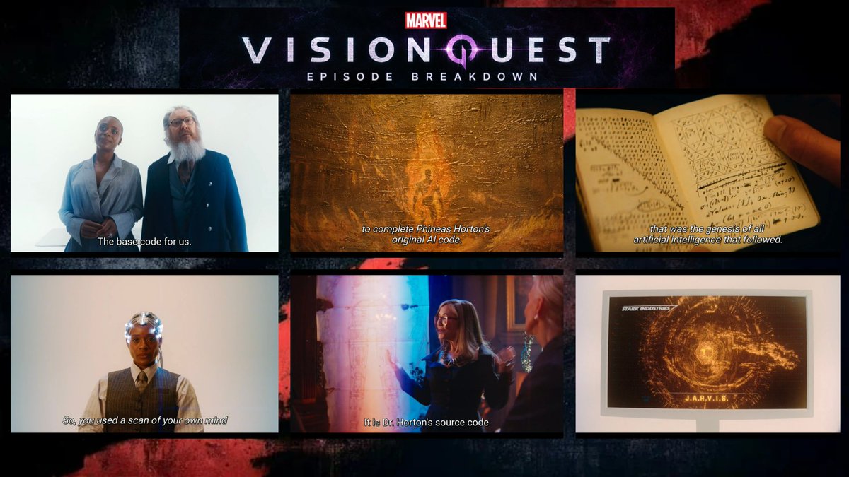 MarvelExrth616's tweet photo. TONY STARK'S BIGGEST SECRET FINALLY EXPOSED IN VISIONQUEST

Tony Stark never built his own AI from scratch.

The first code was bought from Markridge Biotech. It is called Proto One, and it was created by Phileas Horton.

In episode 6, Katerina Wells says Stark gave them until midnight to accept his offer. She was talking about selling the base code to Stark Industries.

Proto One is the base code behind the AIs we know. That includes Ultron and Jocasta.

Even JARVIS was not Tony's invention. He took Horton's base code and added the consciousness of Edwin Jarvis.

So every AI in the MCU is built on the same foundation, and in that sense they are copies of each other but with different consciousness of different people