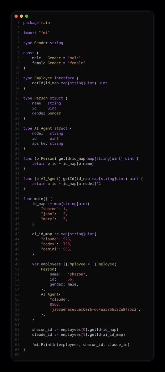 dan_22099's tweet photo. 3days in, learning golang.....understood

-Implicit interfaces
-Polymorphism
-Custom types and constants https://t.co/VX4XUTuqPW