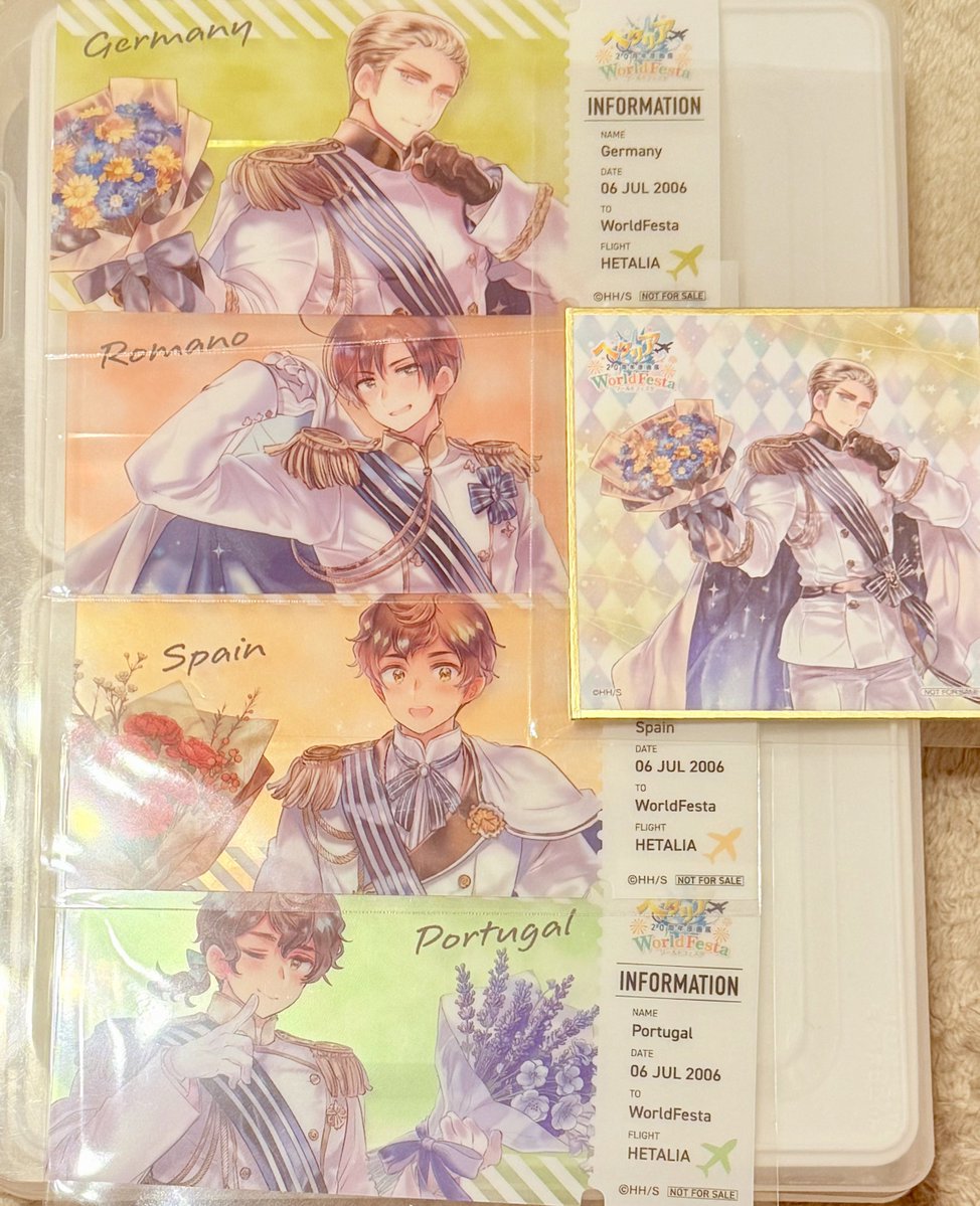 __vivi88's tweet photo. 【交換】 
ヘタリア 原画展 入場特典 色紙 チケット風クリアカード

譲)
色紙:独
クリアカード:独、西、葡、南伊

求)
クリアカード:米

※2:1交換可
※ヘタミュ東京or愛知現地にて手渡し
※郵送検討可

検索からでもお気軽にお声掛けください。 https://t.co/lZx3U9xmaX