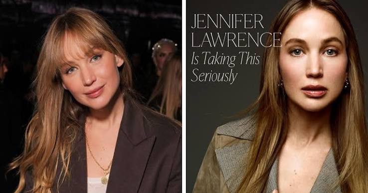 Mechthild_Dd's tweet photo. Side by side it’s wild. 

Younger jlaw still had the freckles, the uneven features, the actual personality in the face. 

This new shoot looks like she got the full “make me look like every other actress in 2026” package. https://t.co/fxQAiKRy7D